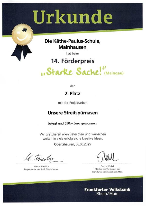 Urkunde Förderpreis 2024
